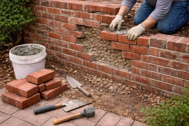 Brick Retaining Wall Repair in Mckinney, TX