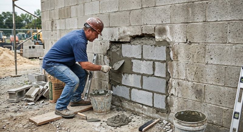 Cinder Block Wall Repair in Addison, TX