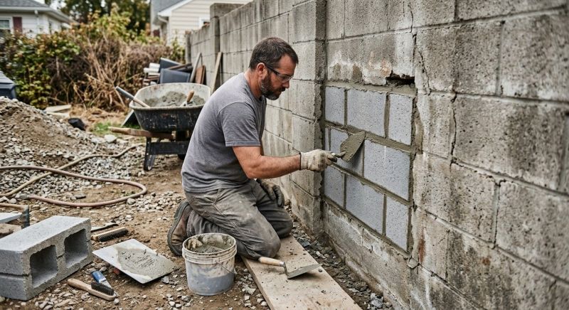 Cinder Block Wall Repair in Collin County, TX