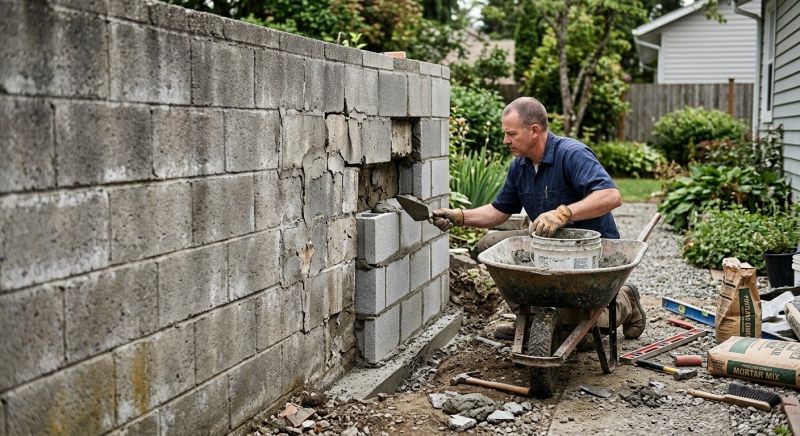 Cinder Block Wall Repair in Coppell, TX