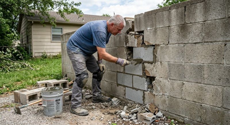 Cinder Block Wall Repair in Wylie, TX