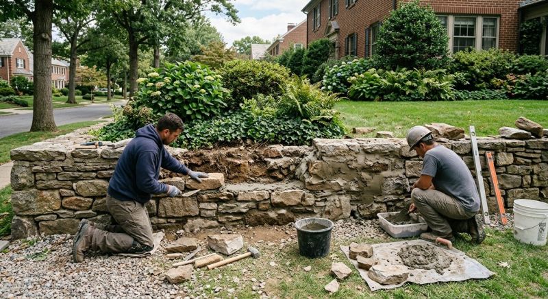 Stone Wall Repair in Aubrey, TX