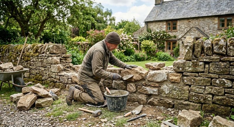Stone Wall Repair in Denton County, TX